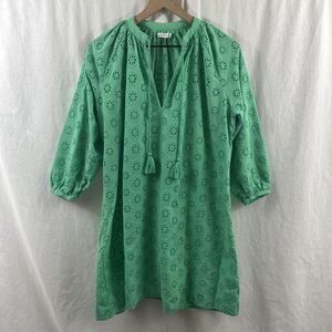 Mersea Daisy Green Eyelet Cover Up Dress Womens Size S/M Resortwear Beach Swim